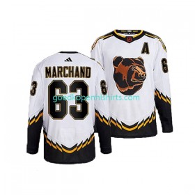 Boston Bruins Brad Marchand 63 Adidas 2022 Reverse Retro Wit Authentic Shirt - Mannen